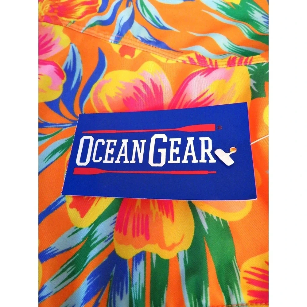 New Ocean Gear Once Piece Cut Out Rash Guard Swimsuit XL 14/16 Vibrant Colors